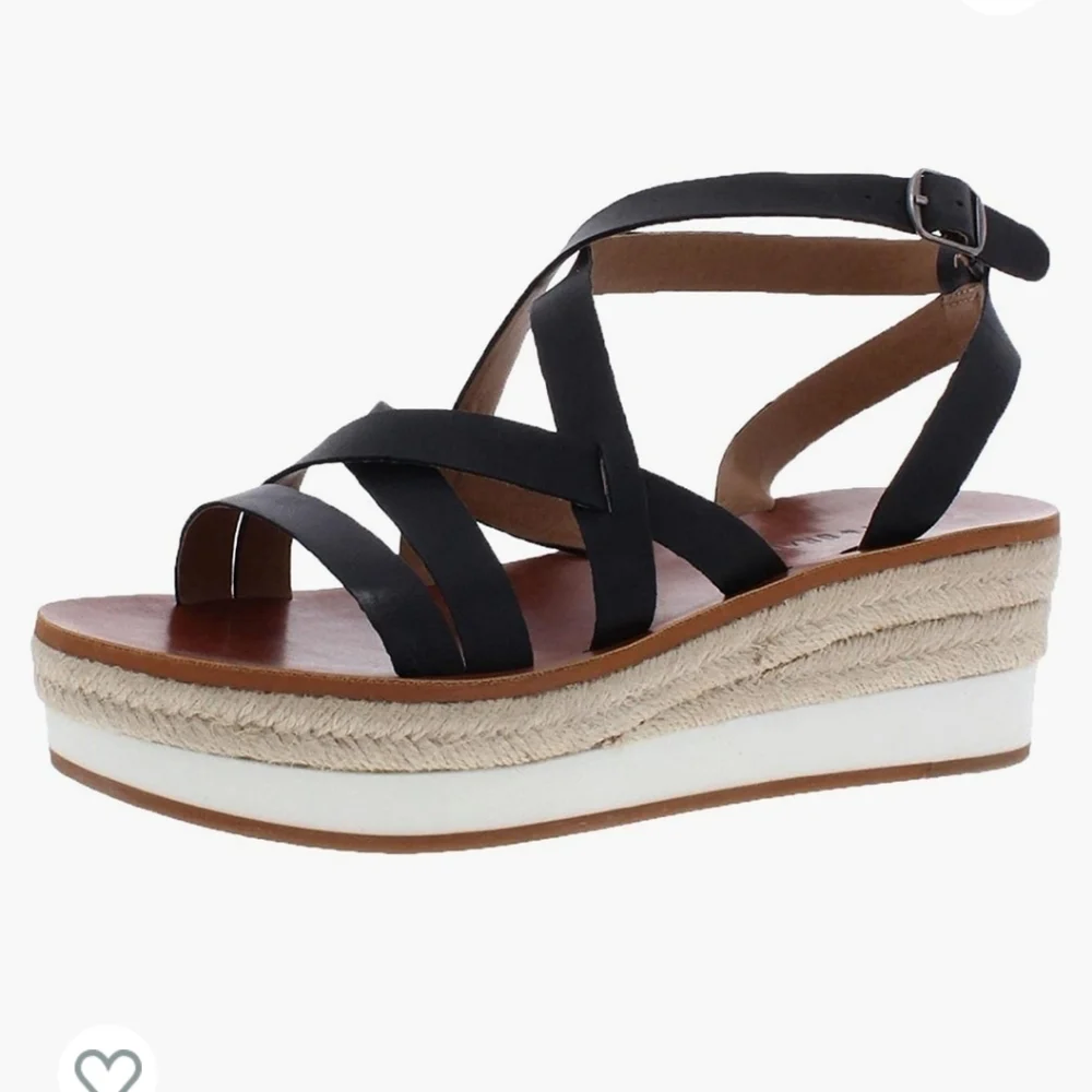 🍀Lucky Brand Women's Jasmei Leather Strappy Espadrille Wedge Sandals Size 11